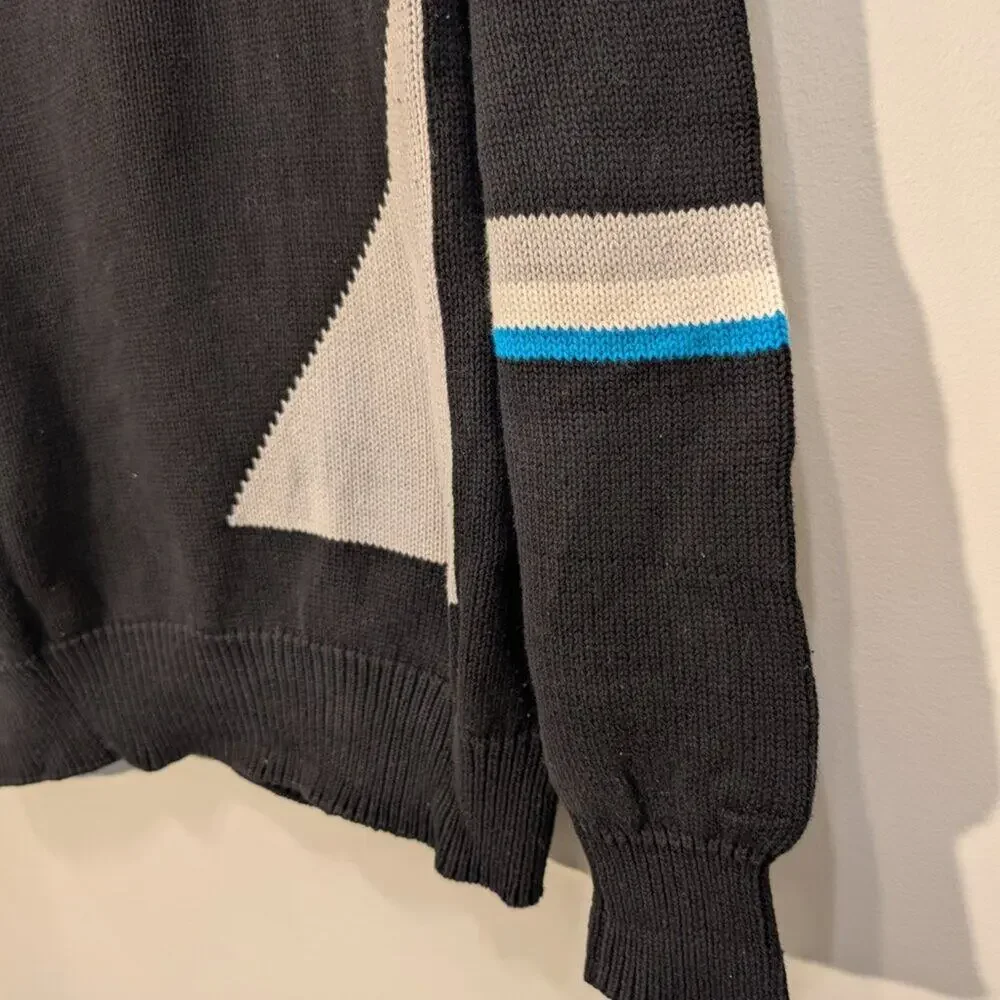 IZOD Club Sweater Vintage Golf Men's 80s 90s Preppy Charm Black Blue - Size XL